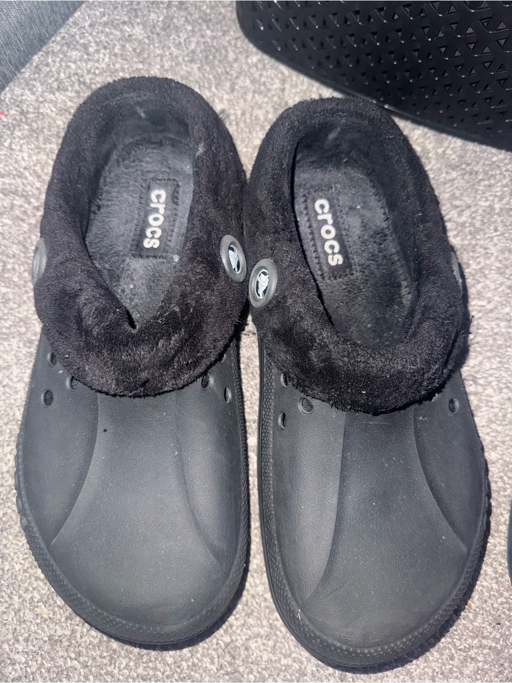 Black Crocs Fuzz Lined Clog
